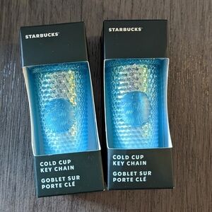 Starbucks NIB Blue Ombré Iridescent Studded Keychain Bundle of 2